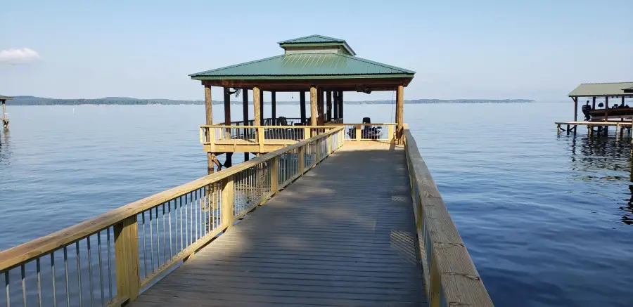 The private boathouse with boat lift.